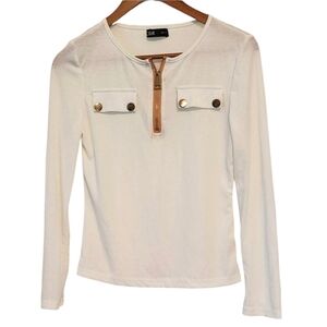 CBR Cream‎ Button Down Shirt with Brown Accents